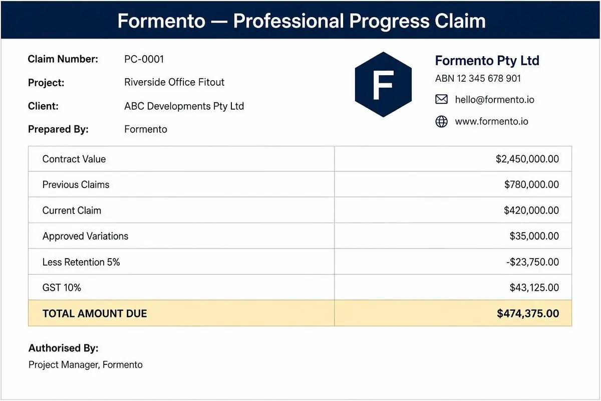 Professional Progress Claims Without Spreadsheet Chaos